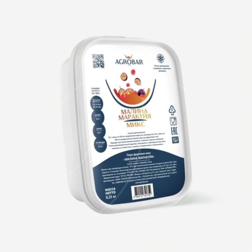 Пюре замороженное AGROBAR Малина-маракуйя микс 250 г 