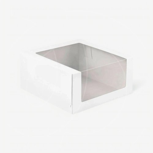 Коробка для торта с большим окном белая 22х22х11 см ForG SHELF I W W 225*225*110 A